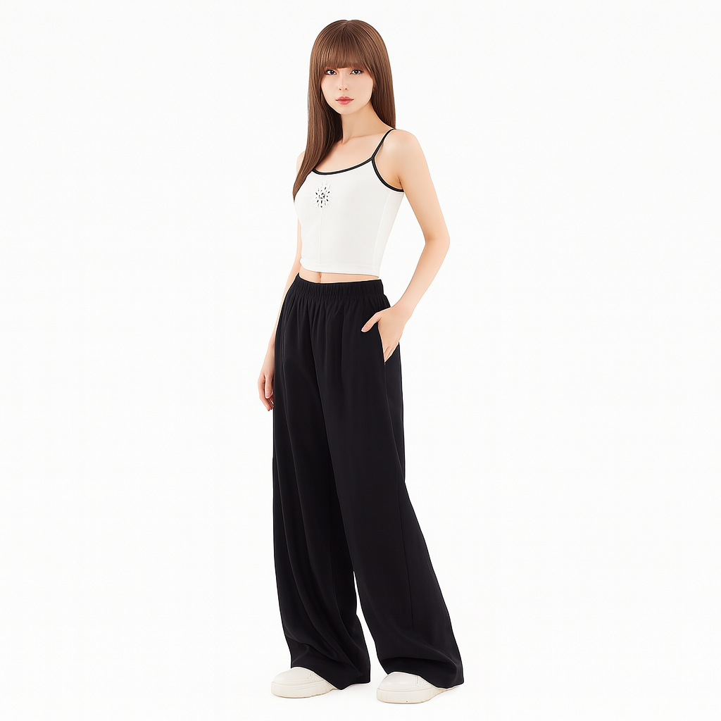 Elegante High-Waist Wide-Leg Hose