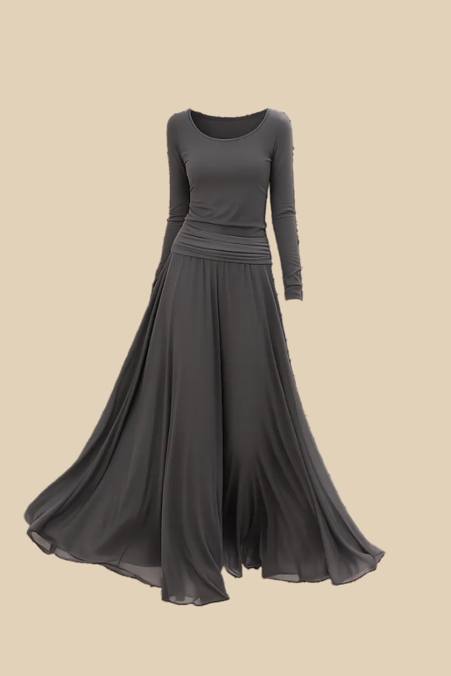 Retro Langarm Maxikleid