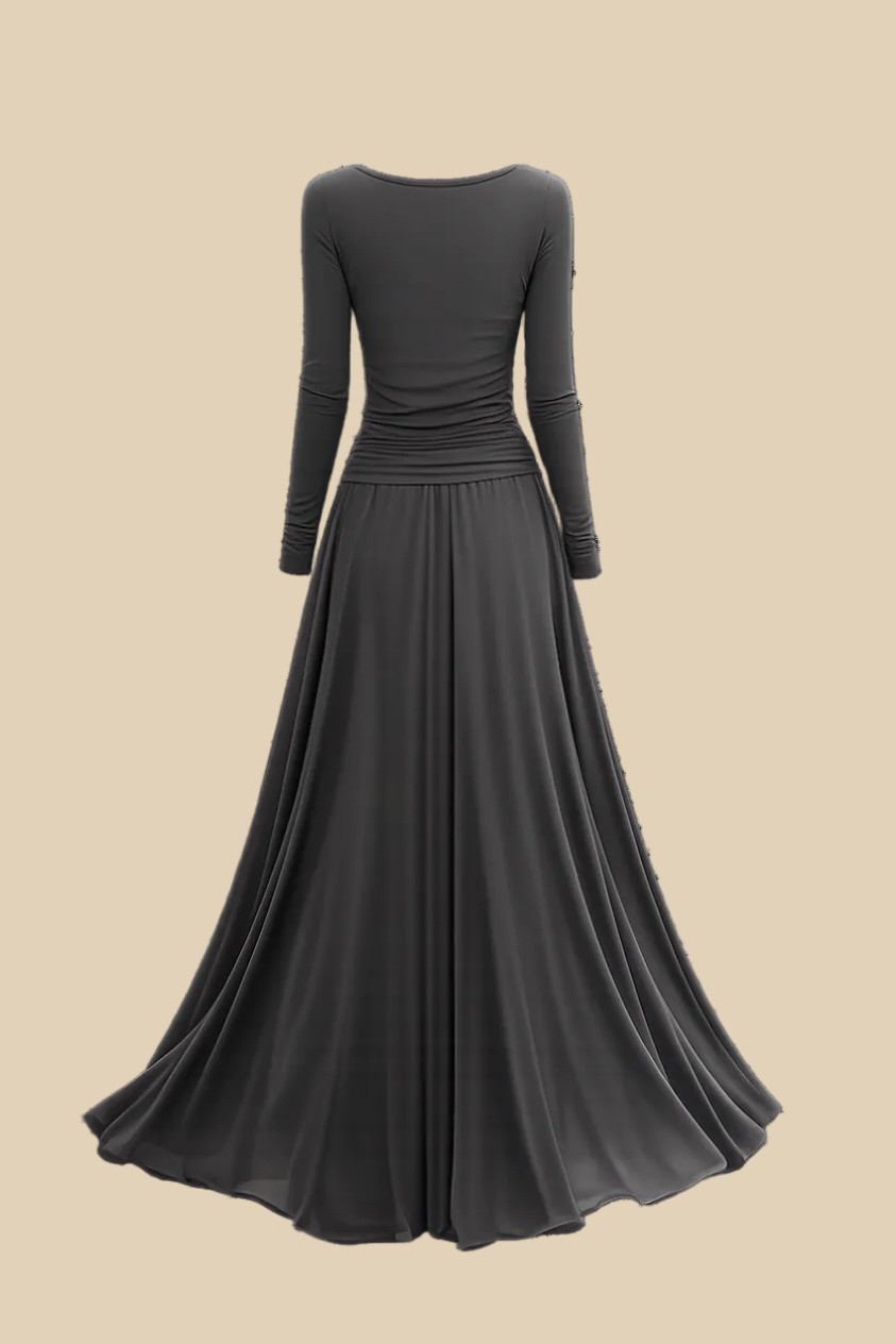 Retro Langarm Maxikleid