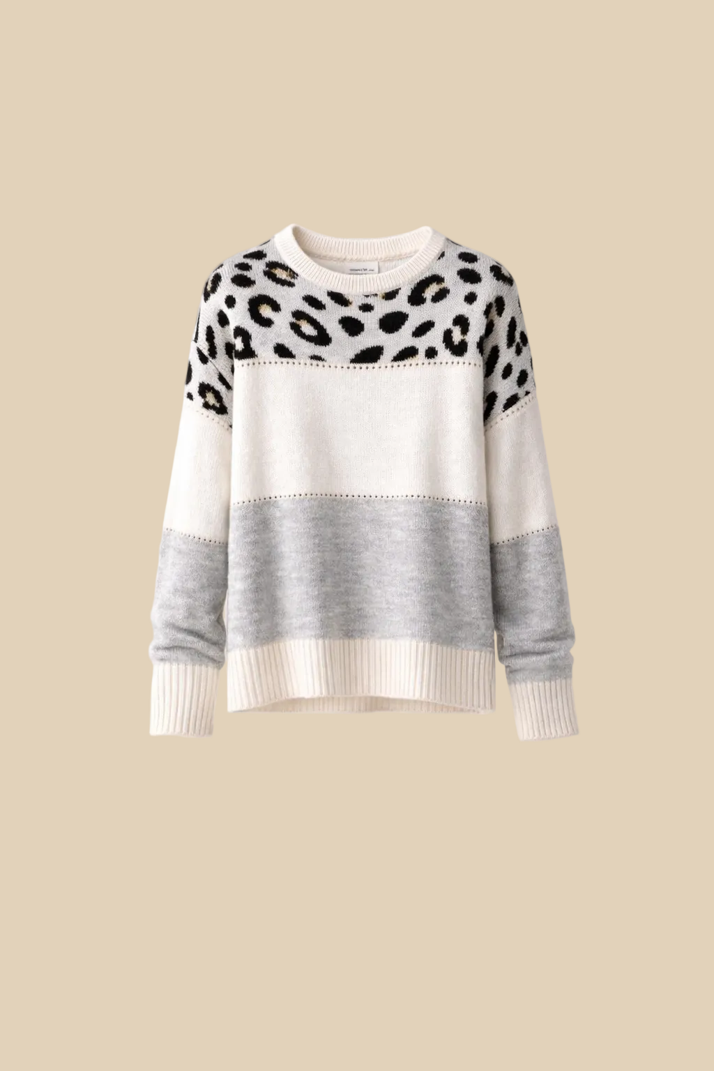 Damen-Strickpullover mit Leopardenmuster