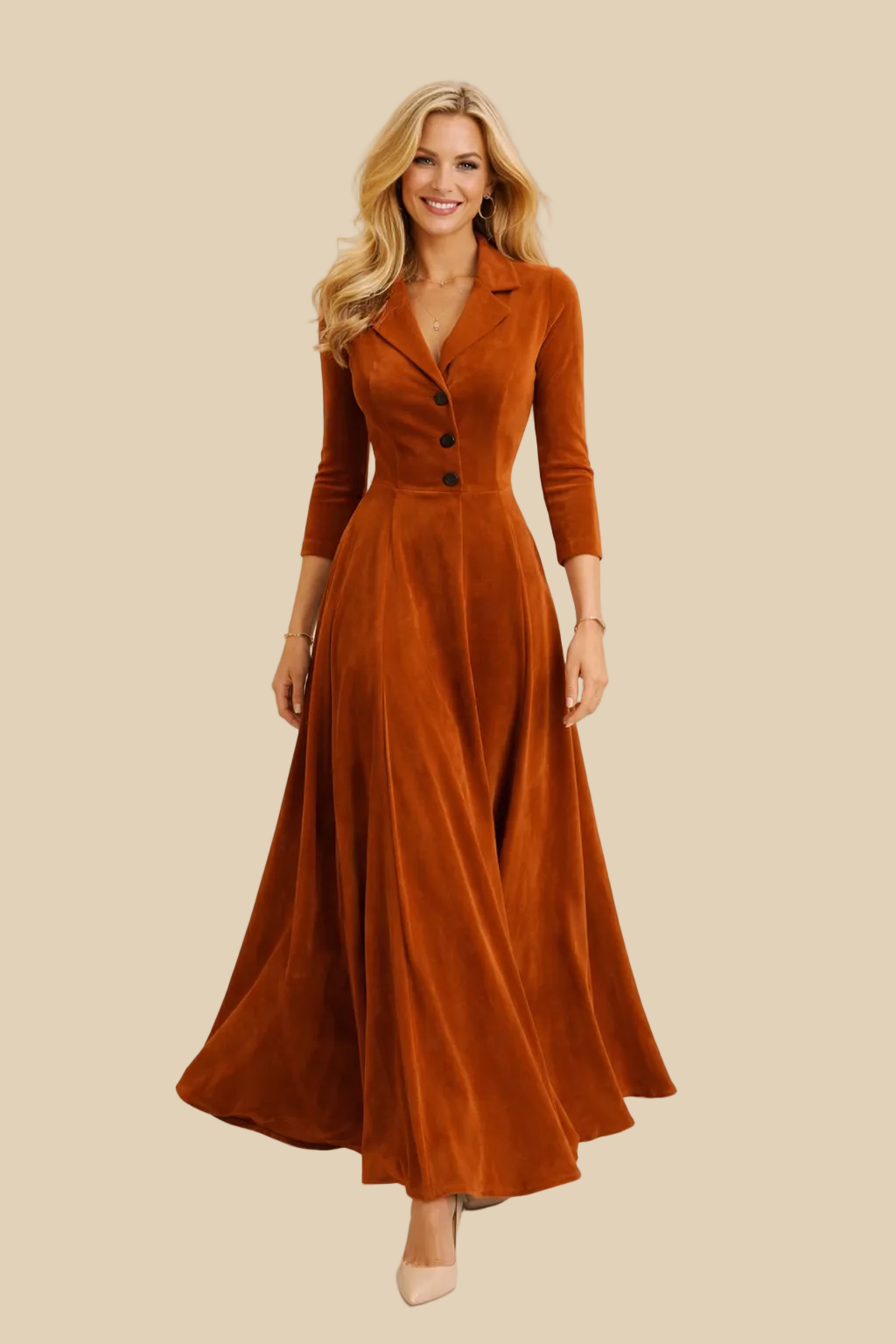 Fließendes Winter-Samtkleid