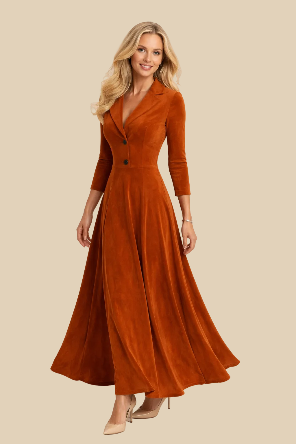 Fließendes Winter-Samtkleid