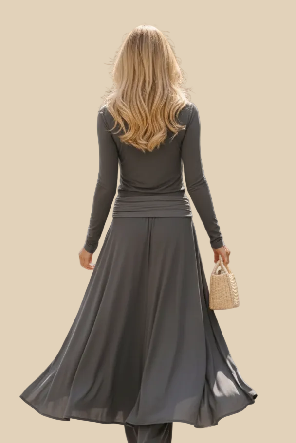 Retro Langarm Maxikleid