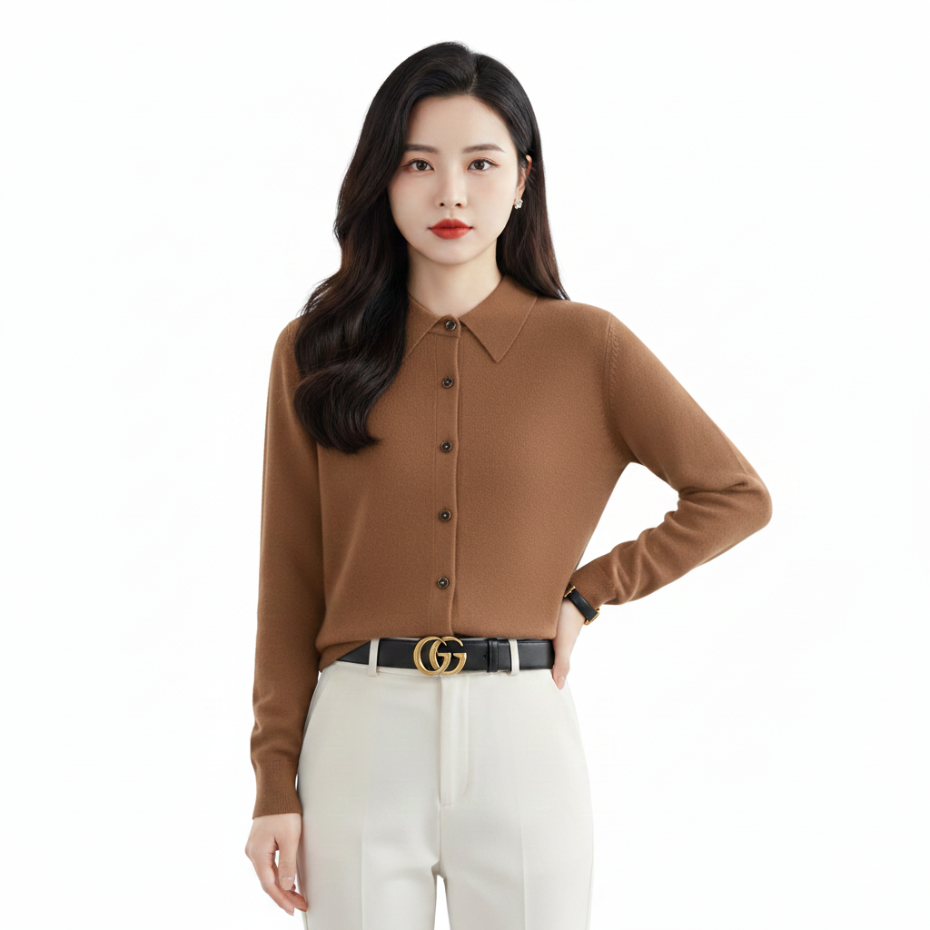 Feiner Polo-Strickpullover