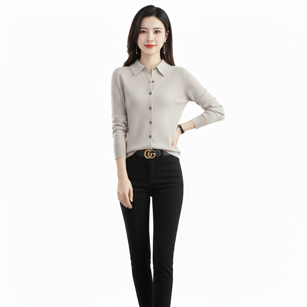 Feiner Polo-Strickpullover