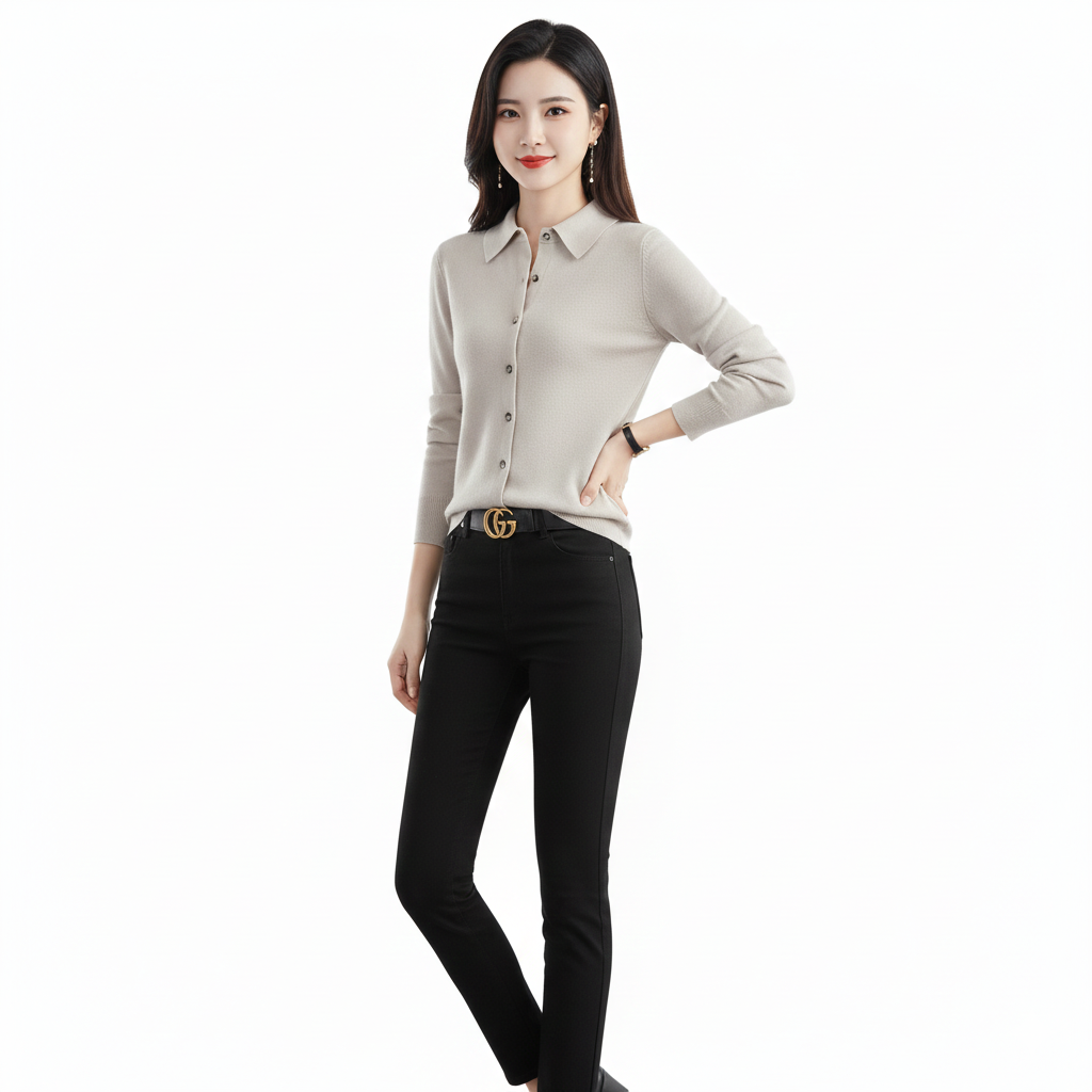 Feiner Polo-Strickpullover