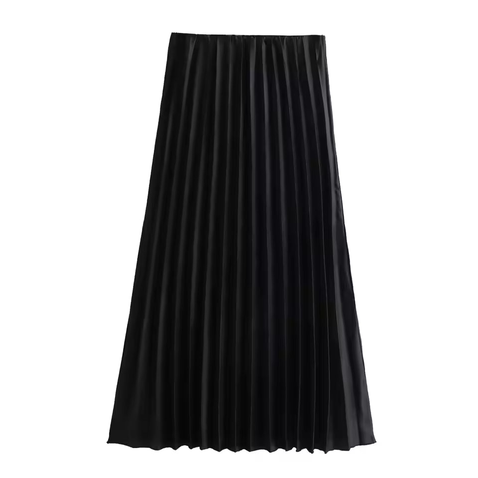Silky Pleated Midirock