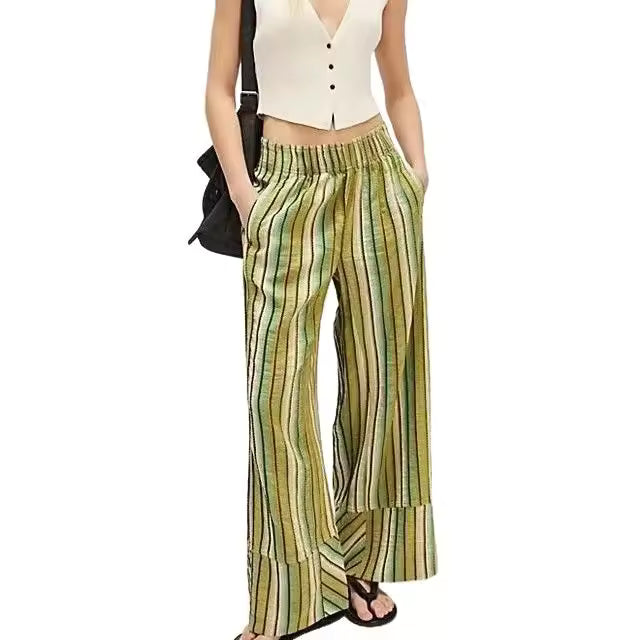 Gestreifte Eleganz Wide-Leg Hose