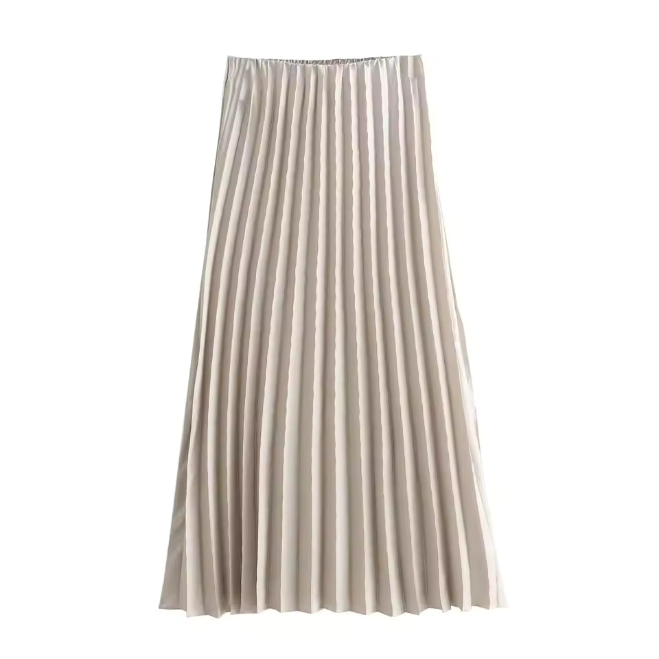 Silky Pleated Midirock