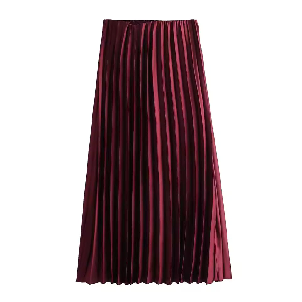 Silky Pleated Midirock