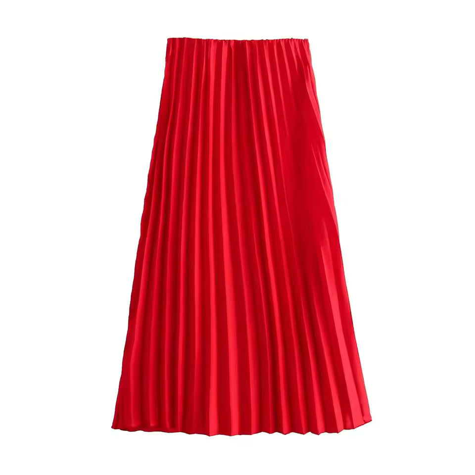 Silky Pleated Midirock