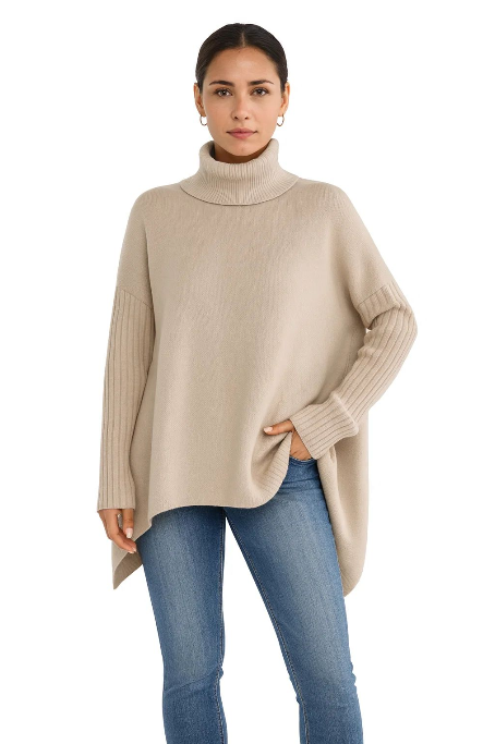 Übergroßer Rollkragen-Strickpullover