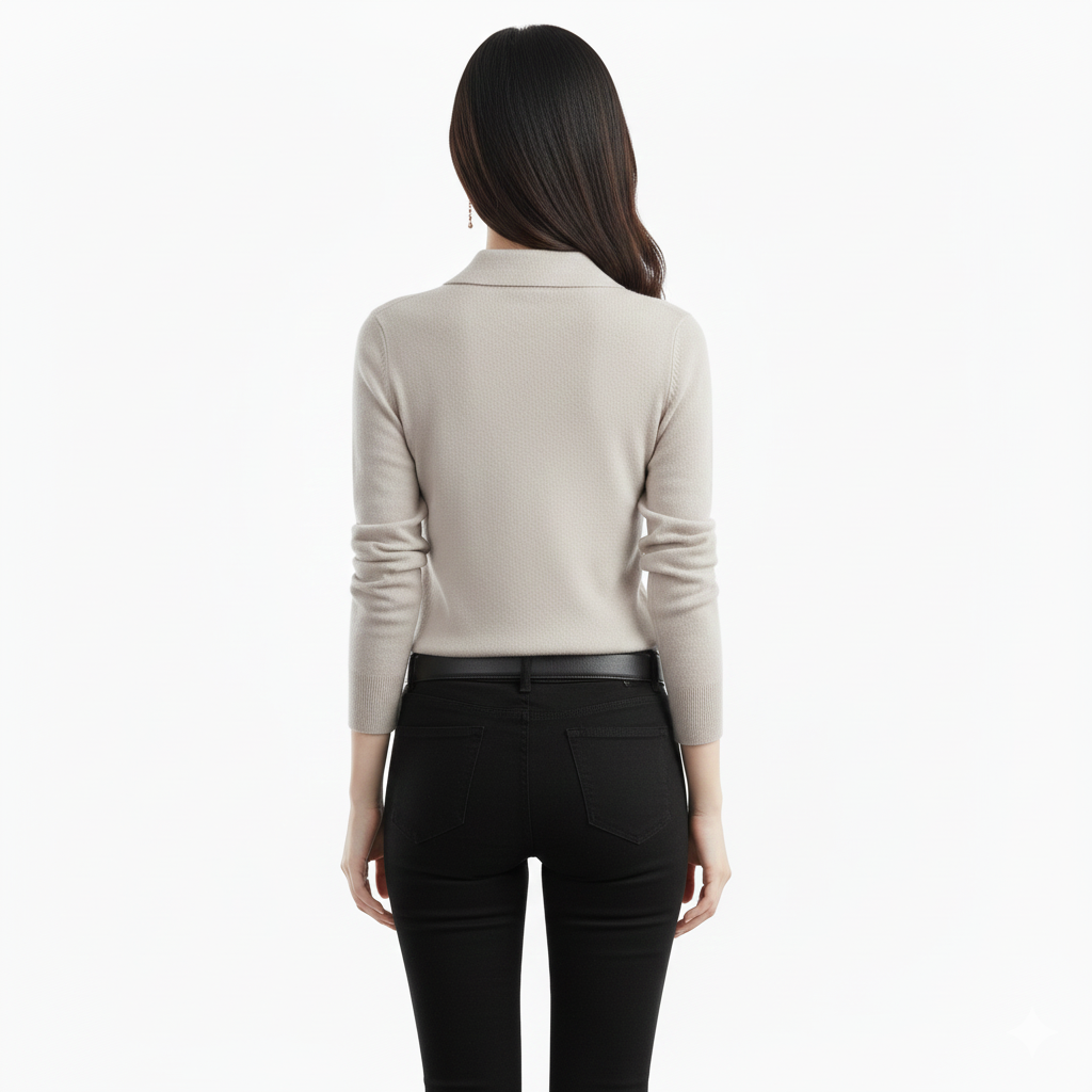 Feiner Polo-Strickpullover