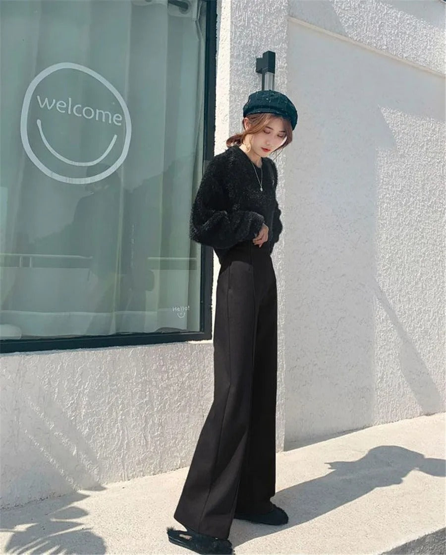 Wollhose High Waist Wide Leg