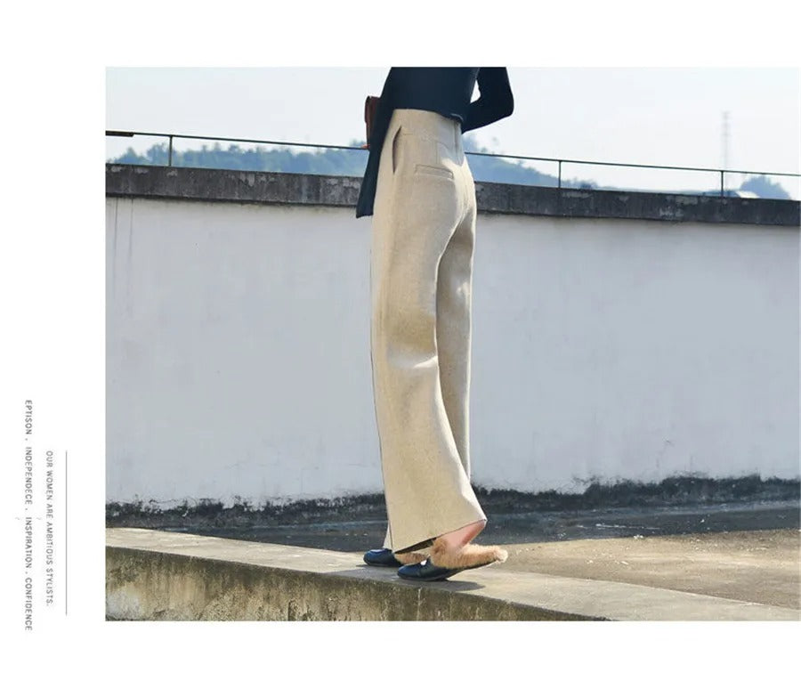 Wollhose High Waist Wide Leg