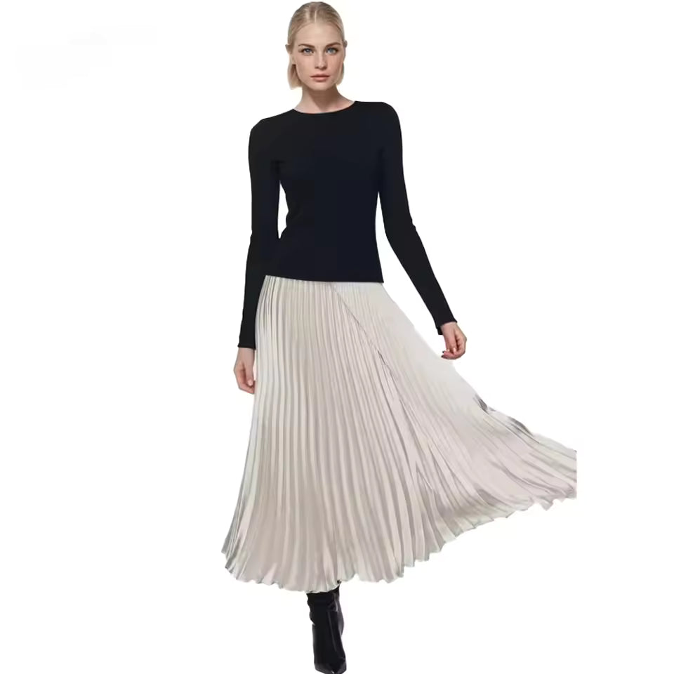 Silky Pleated Midirock