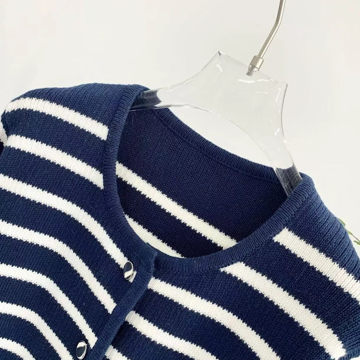 Navy-Weiß Damen Cardigan
