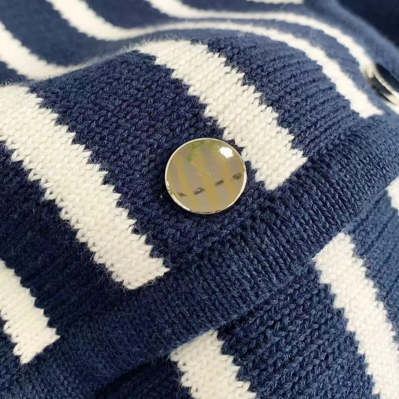 Navy-Weiß Damen Cardigan