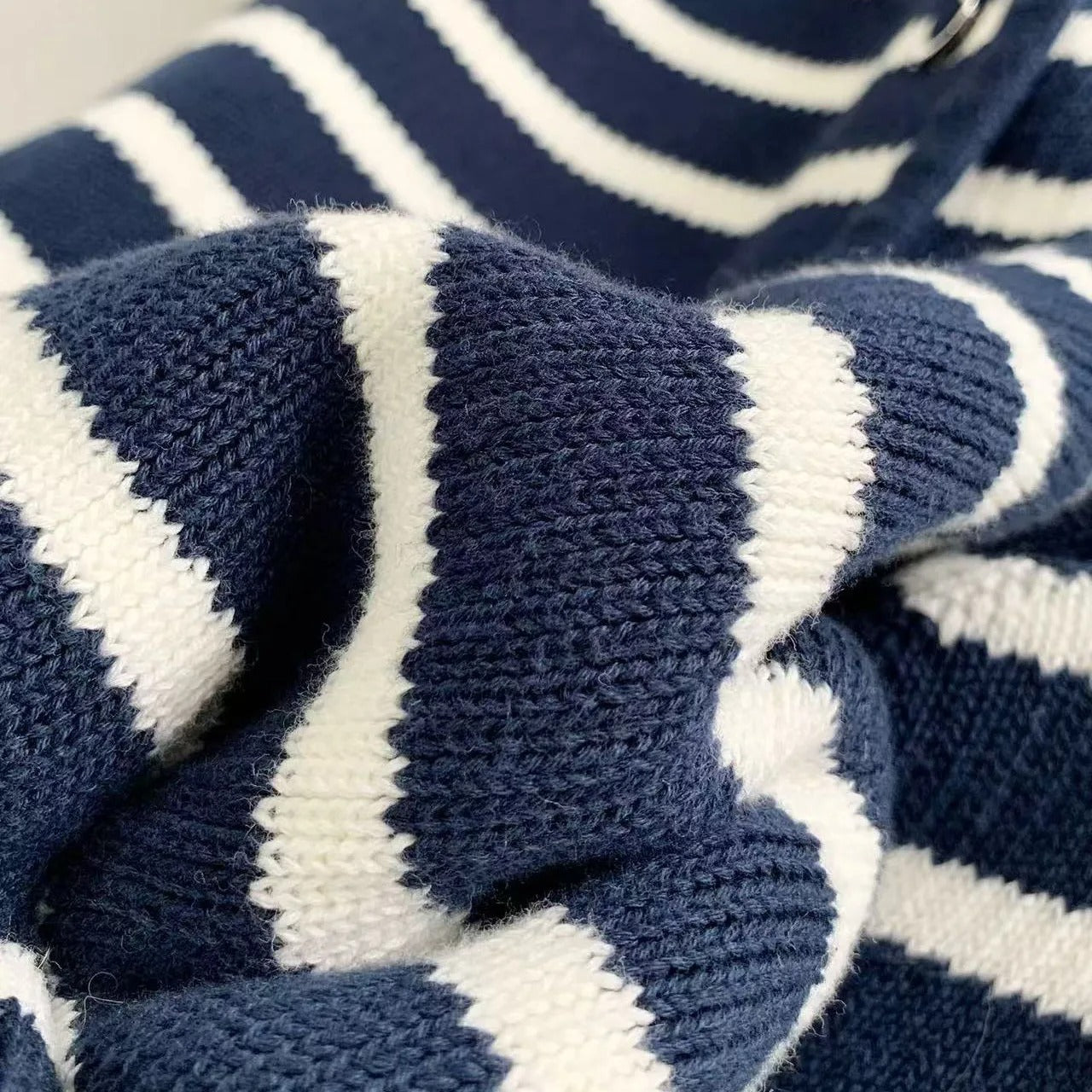 Navy-Weiß Damen Cardigan