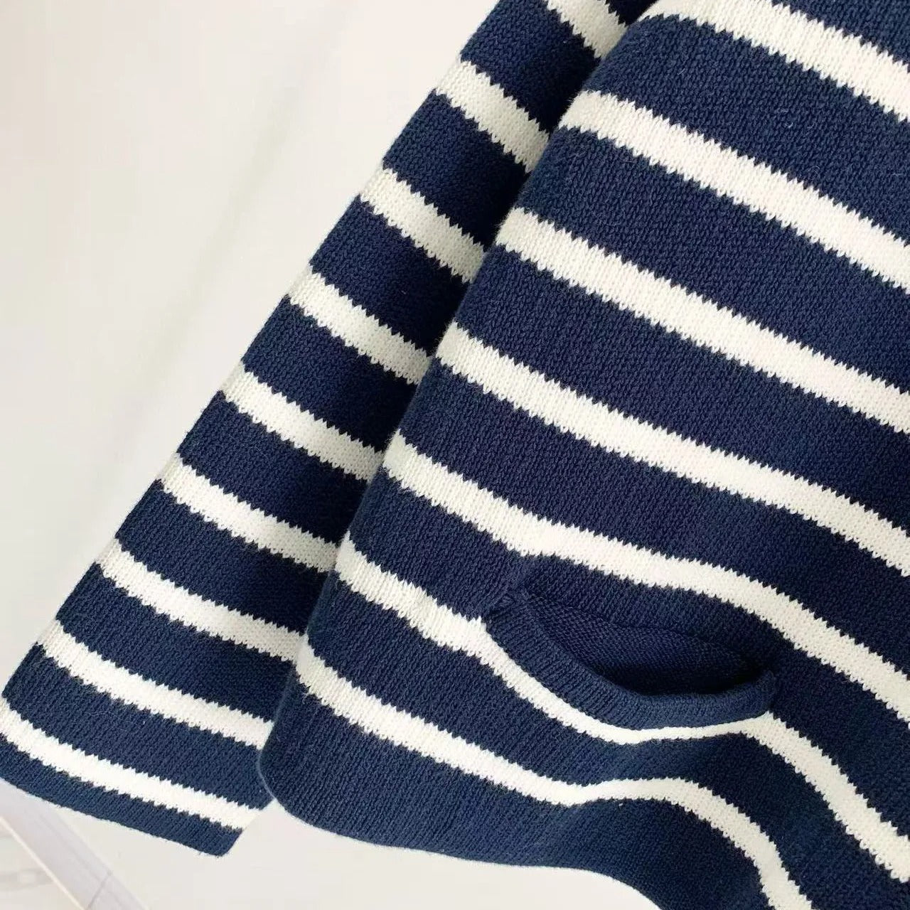 Navy-Weiß Damen Cardigan