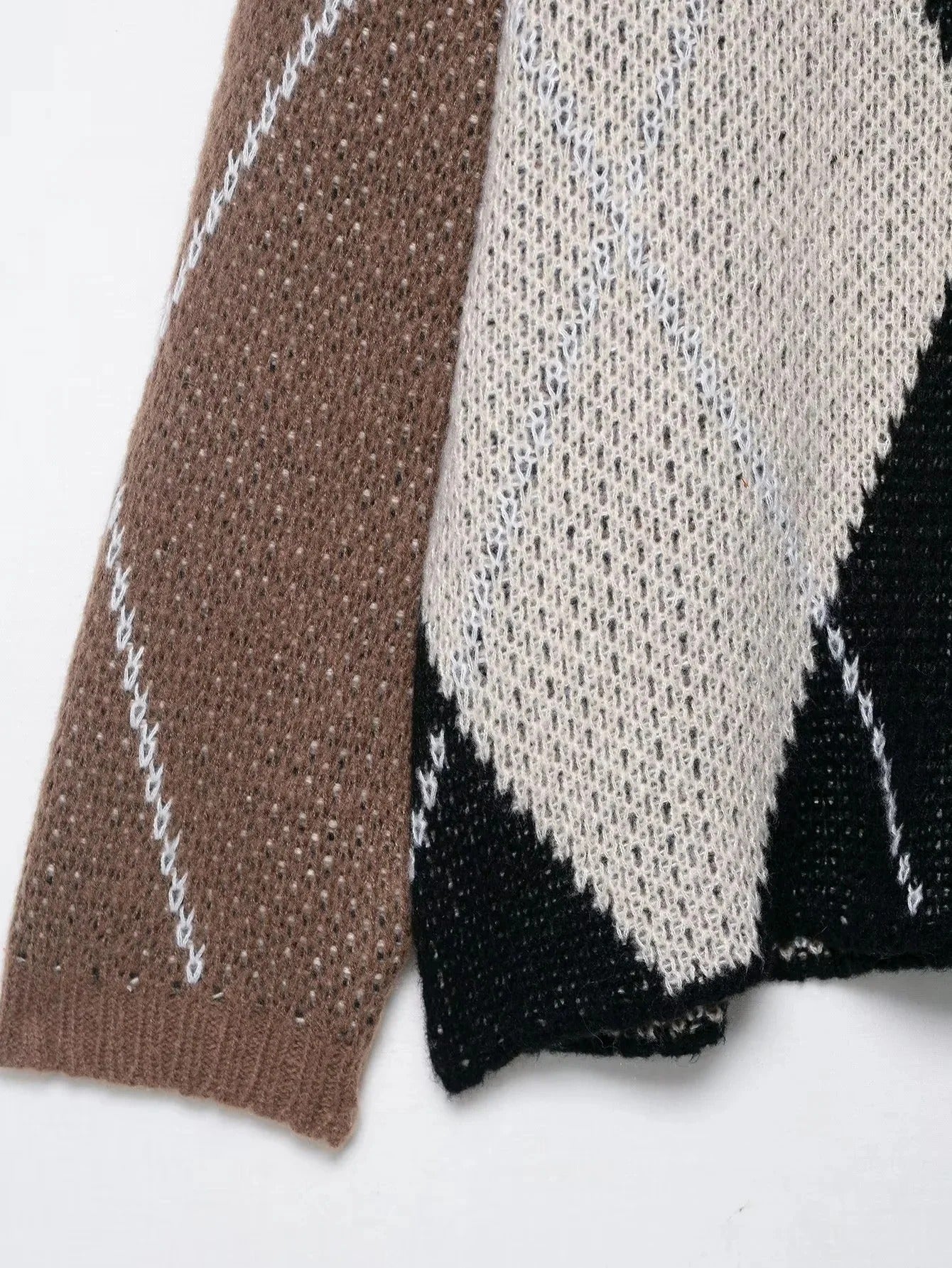Rautenmuster Kontrast Pullover