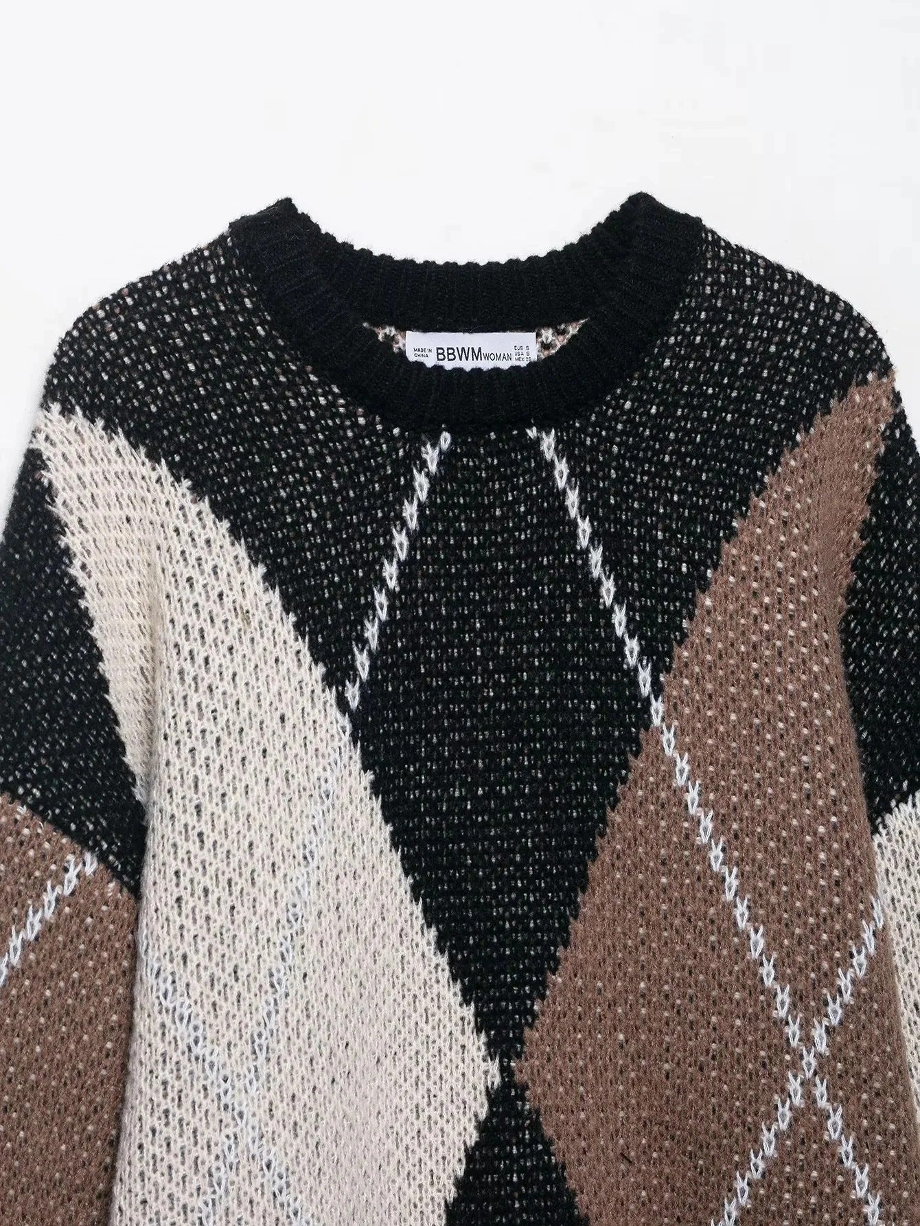 Rautenmuster Kontrast Pullover