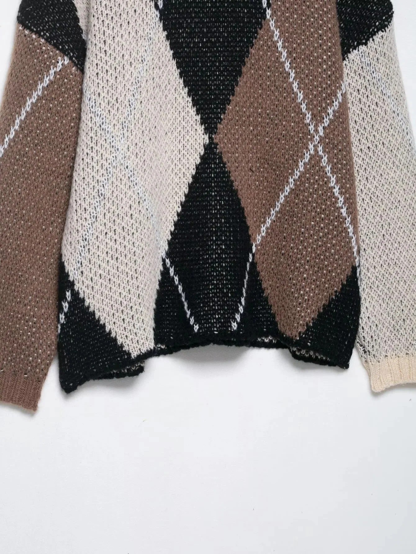 Rautenmuster Kontrast Pullover