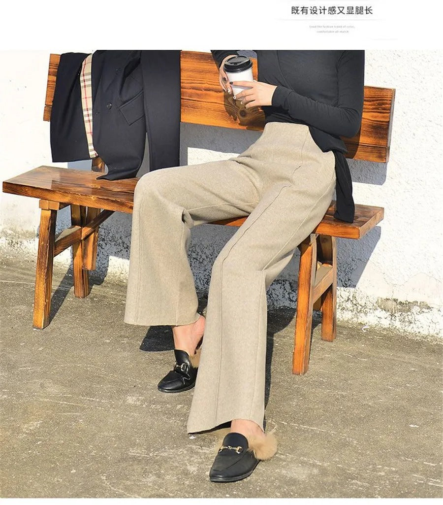 Wollhose High Waist Wide Leg