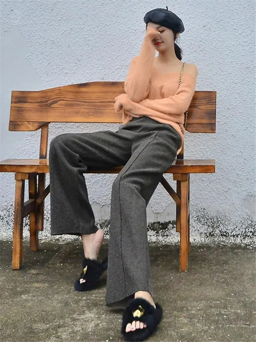 Wollhose High Waist Wide Leg