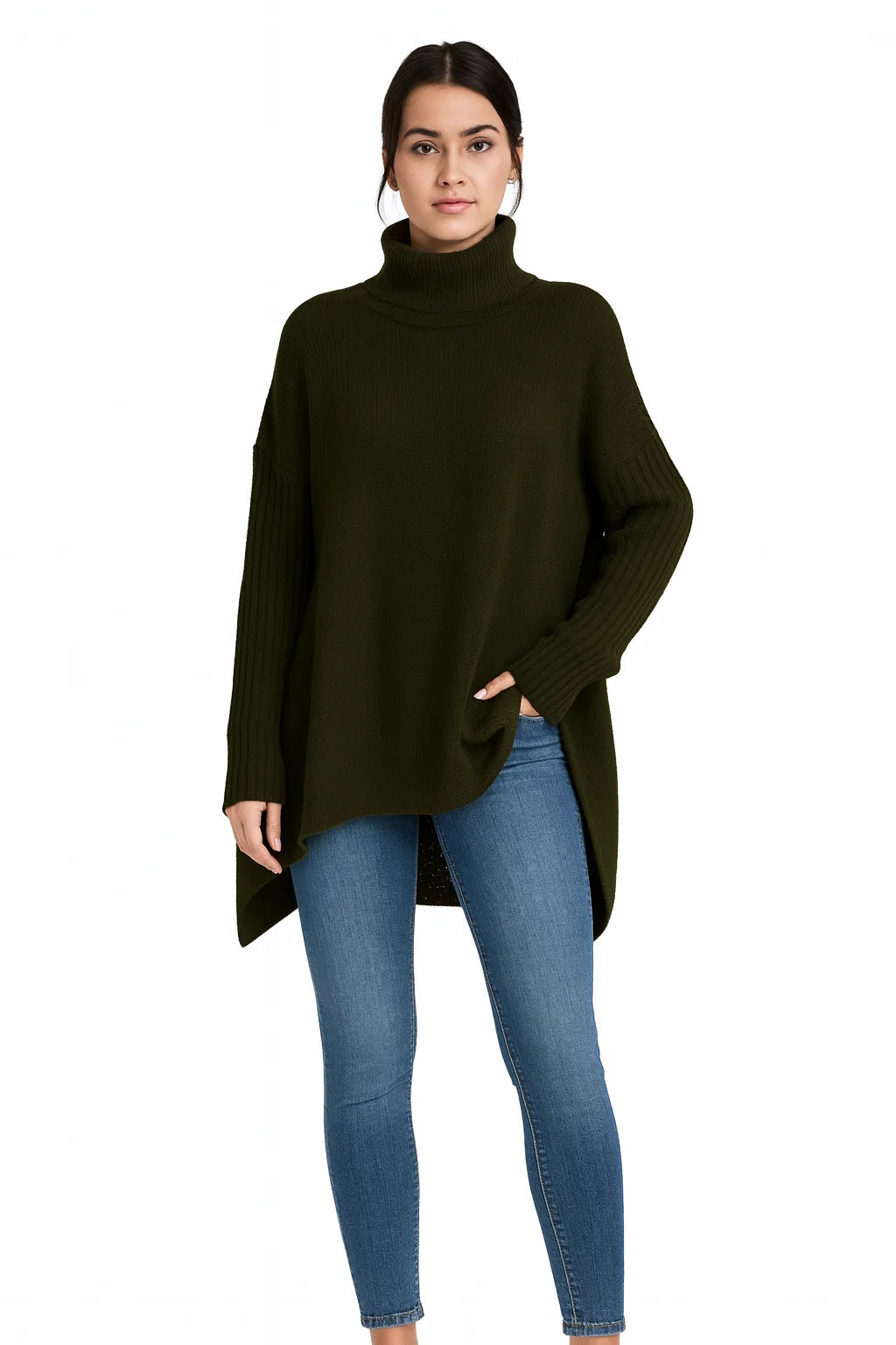 Übergroßer Rollkragen-Strickpullover