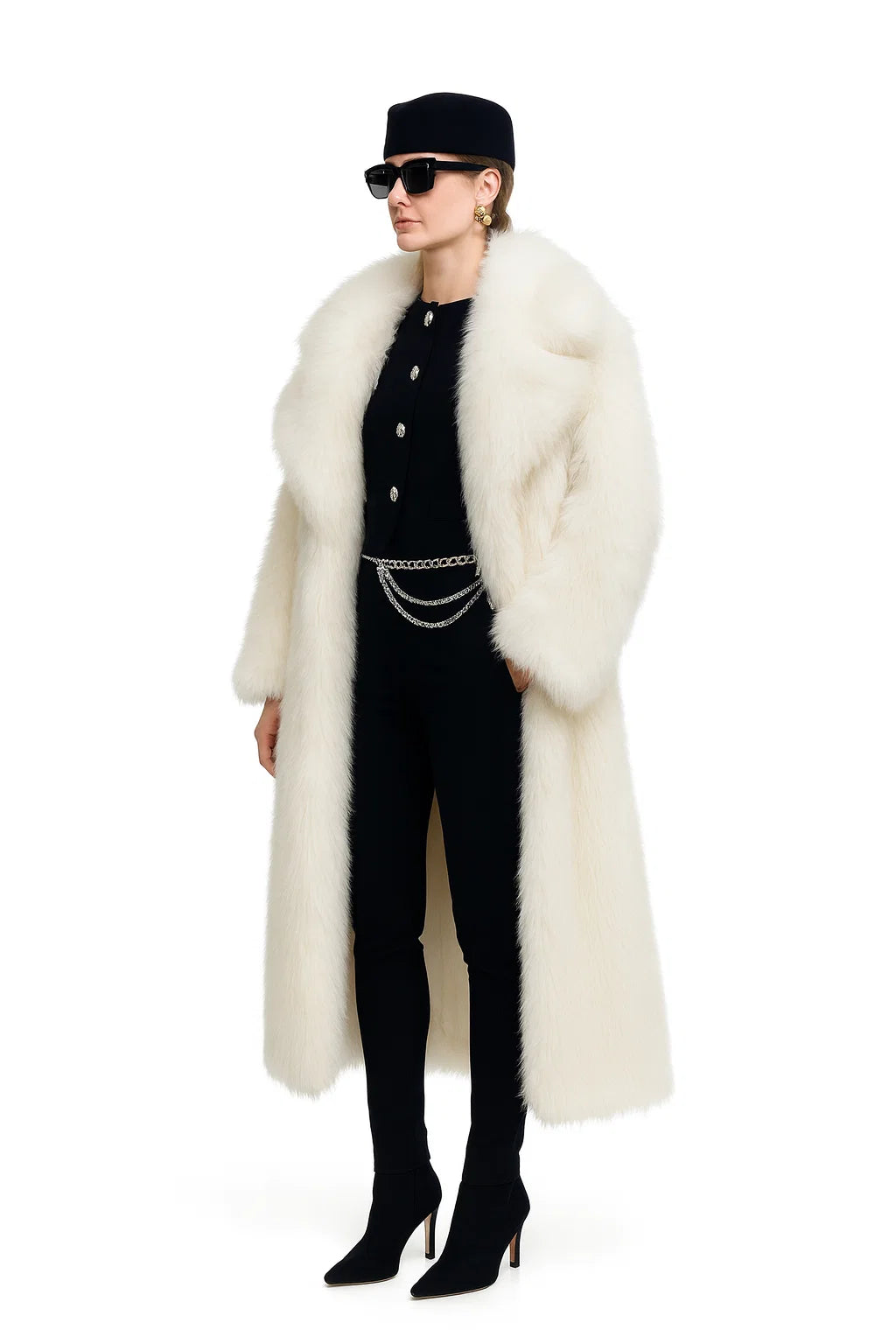 Elara Lange Faux-Fur-Manteljacke