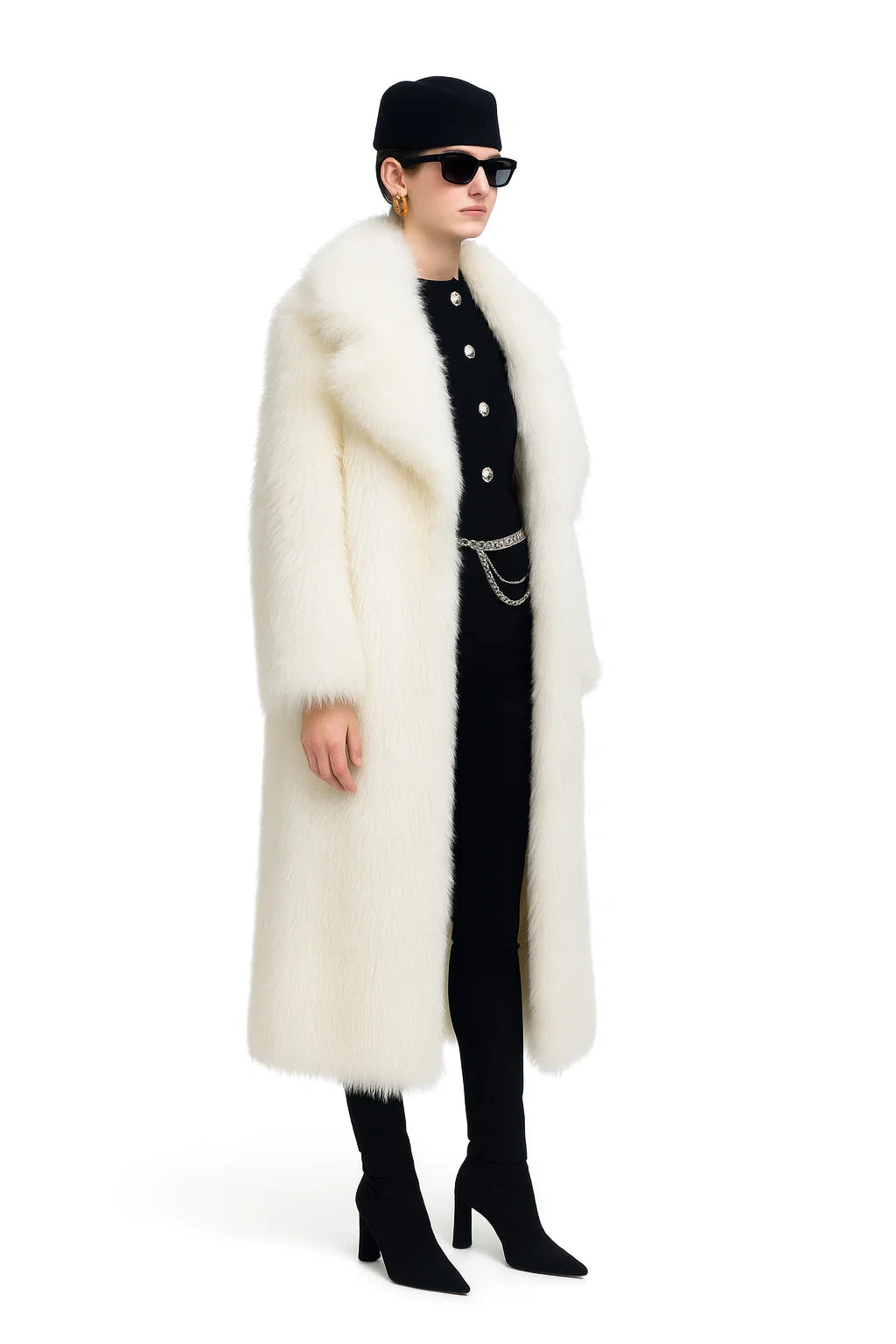 Elara Lange Faux-Fur-Manteljacke