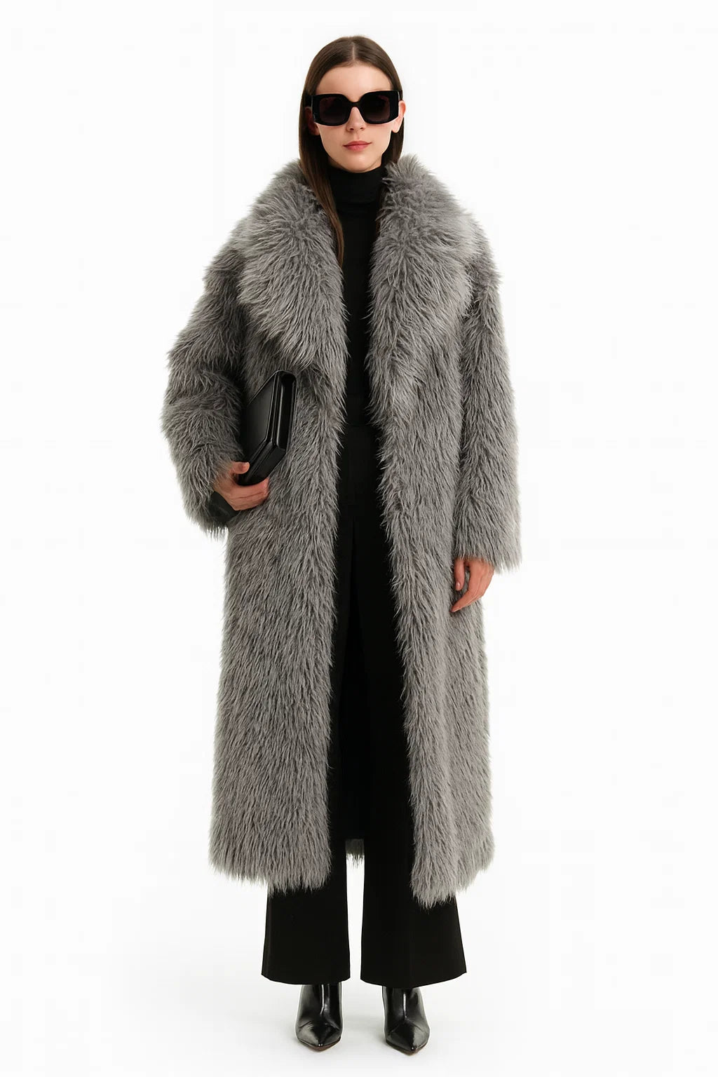 Elara Lange Faux-Fur-Manteljacke