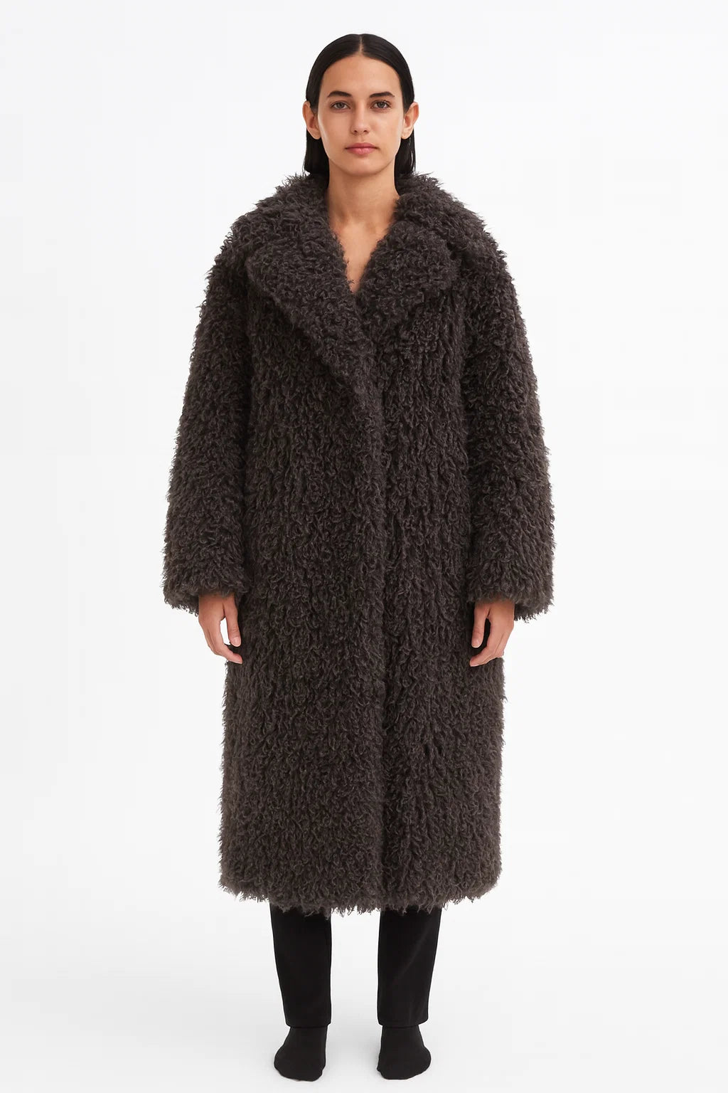 Elara Lange Faux-Fur-Manteljacke