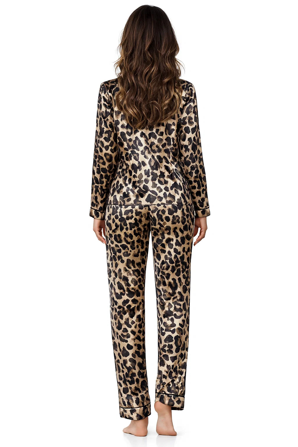 Leoparden Satin-Pyjama-Set