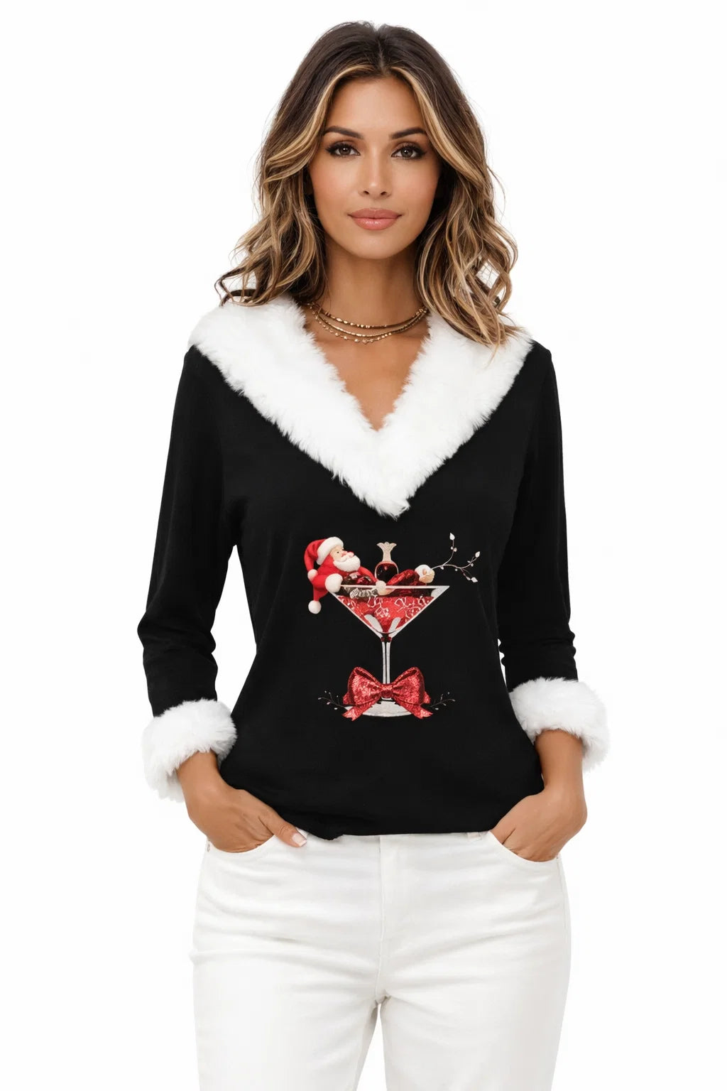 Festlicher Fellpullover