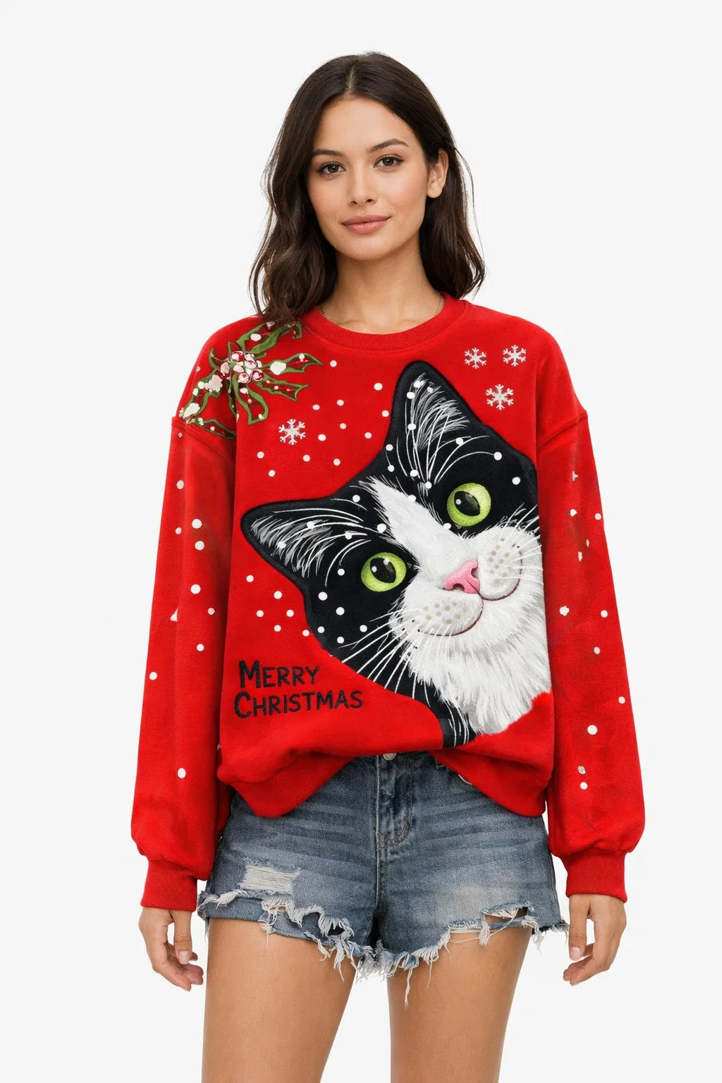 Weihnachtskatzen-Pullover