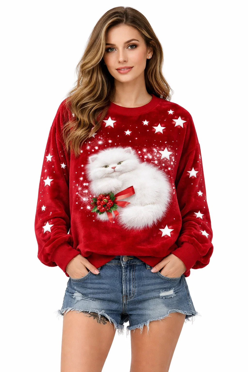 Weihnachtskatzen-Pullover