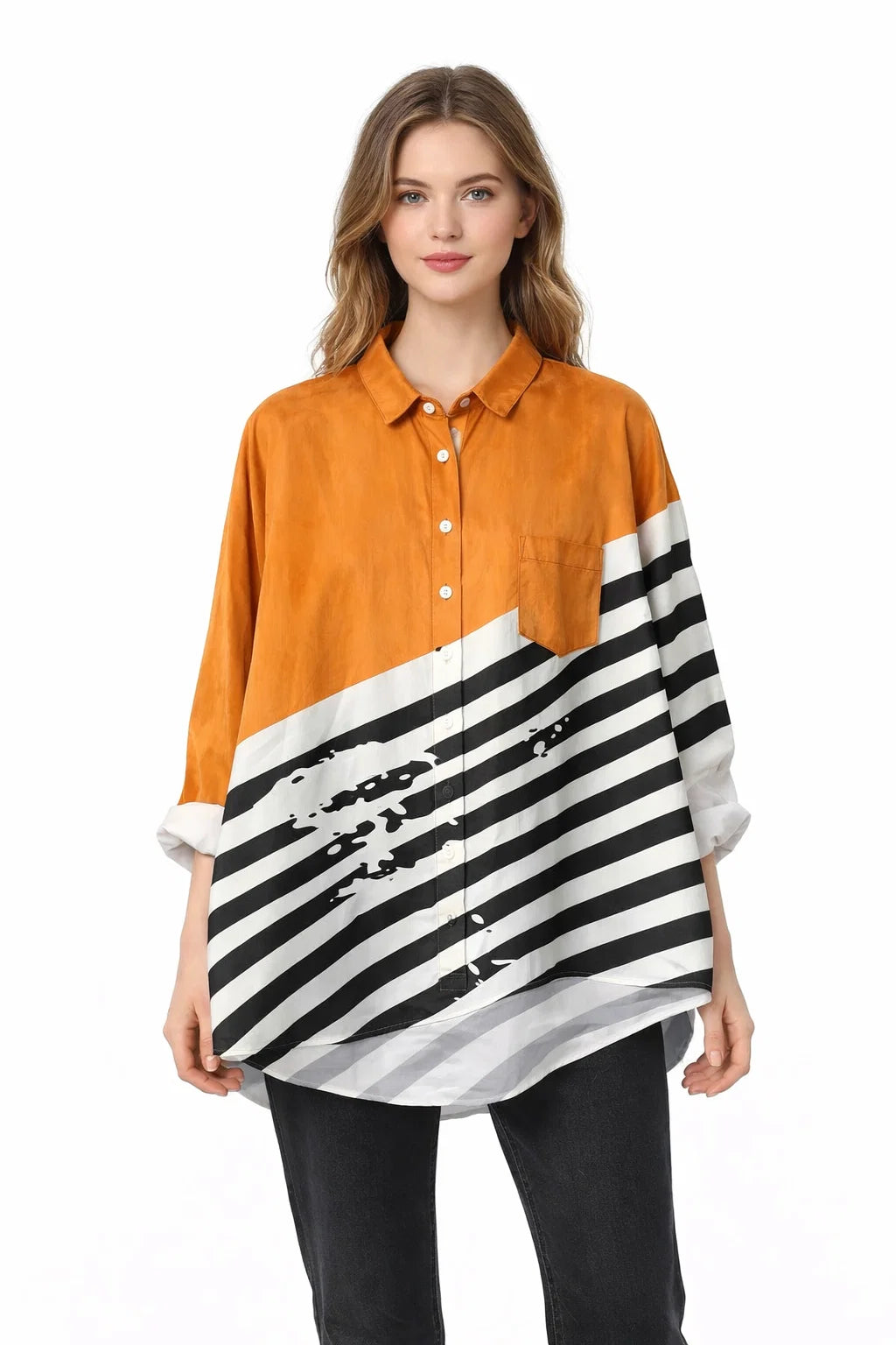 Patchwork-Streifenhemd