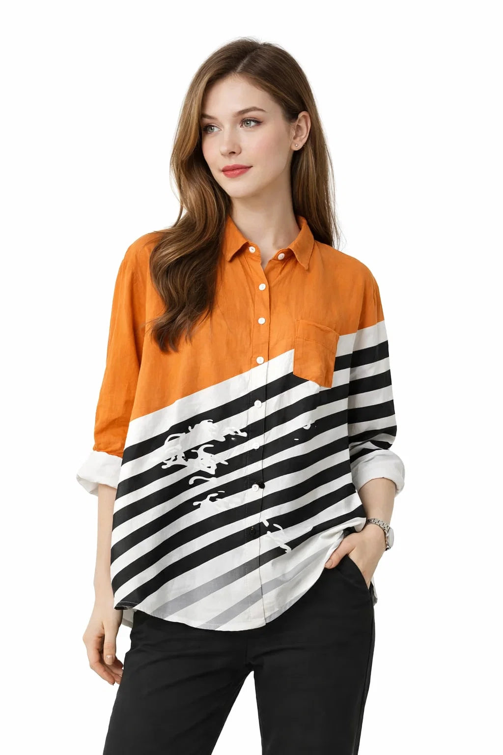 Patchwork-Streifenhemd