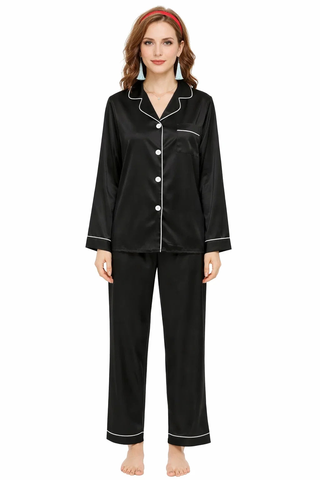 Elegantes Satin-Pyjama-Set