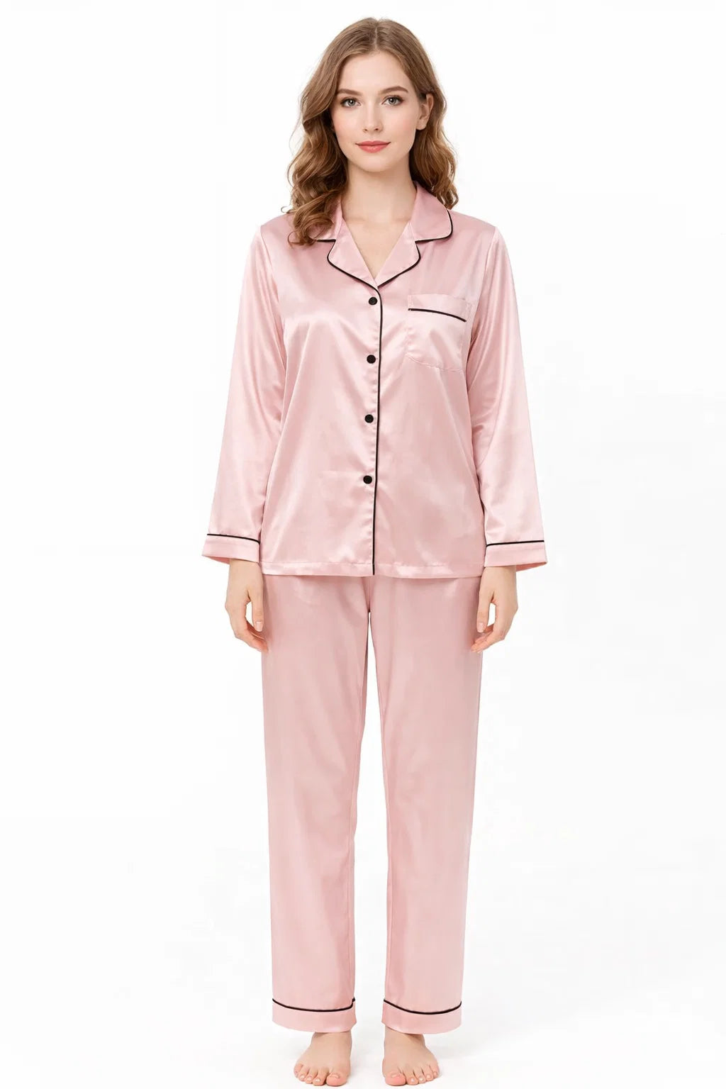 Elegantes Satin-Pyjama-Set