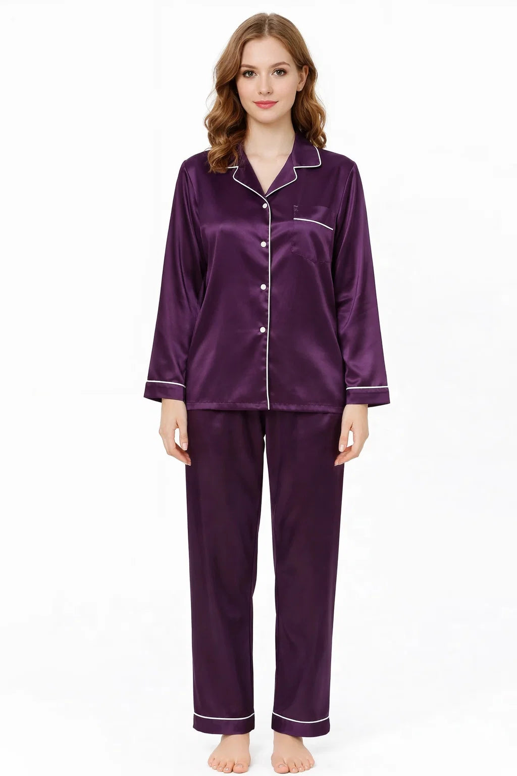 Elegantes Satin-Pyjama-Set