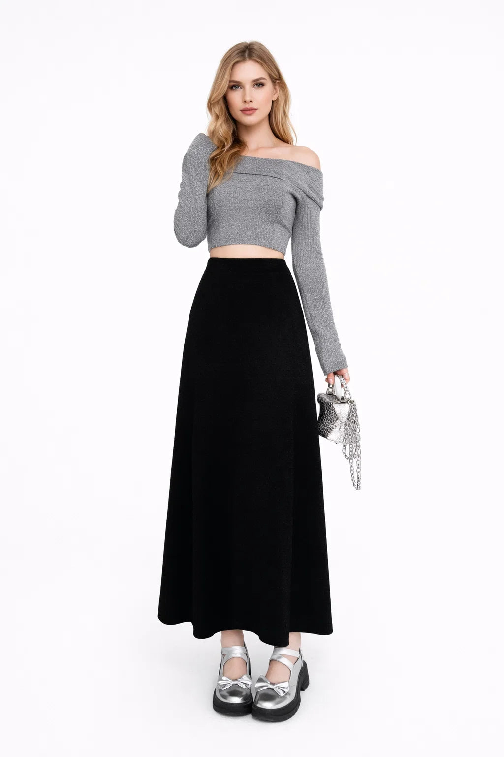 Elegant Draped Midi-Rock