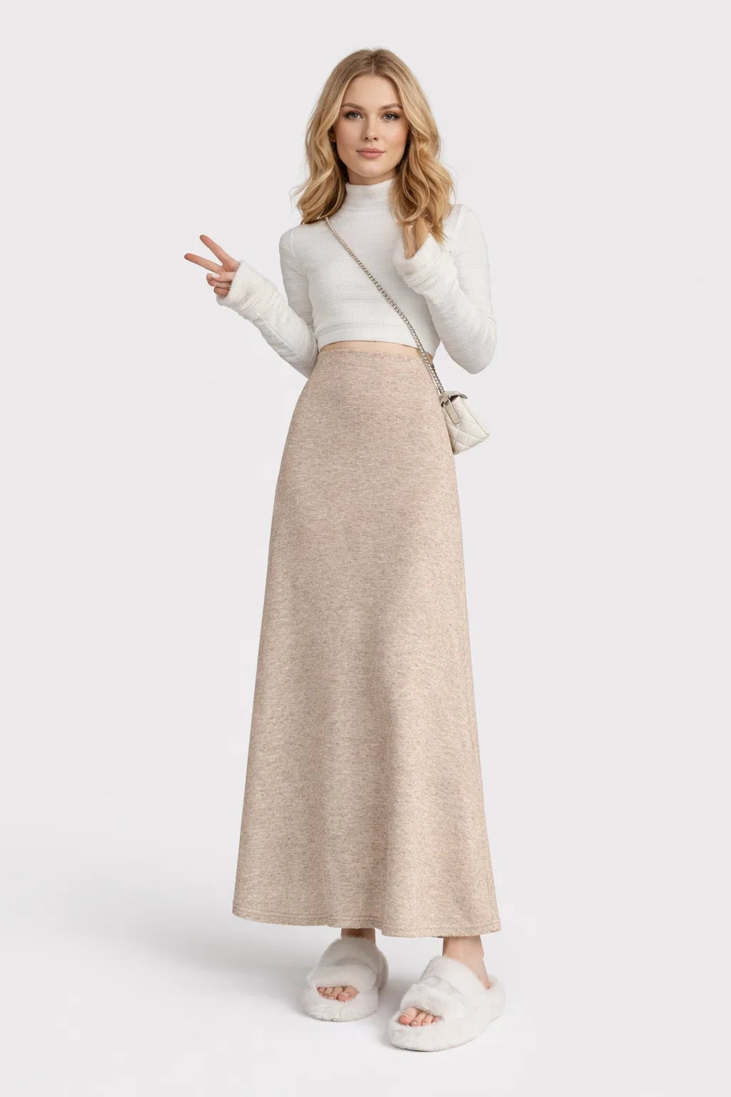 Elegant Draped Midi-Rock