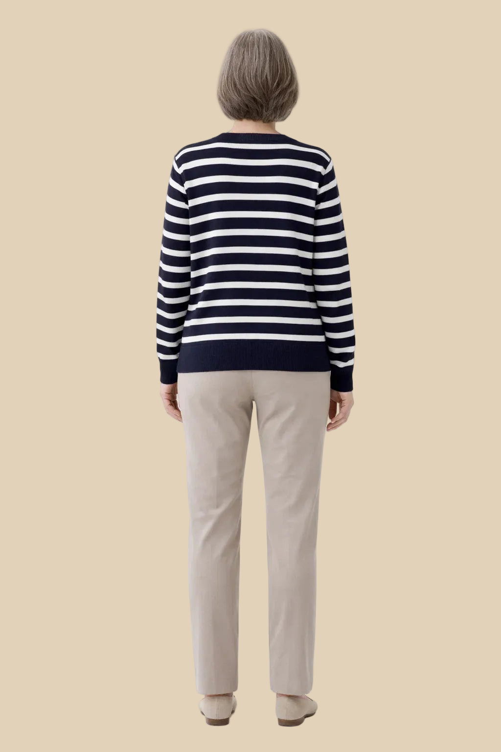 Navy-Weiß Damen Cardigan