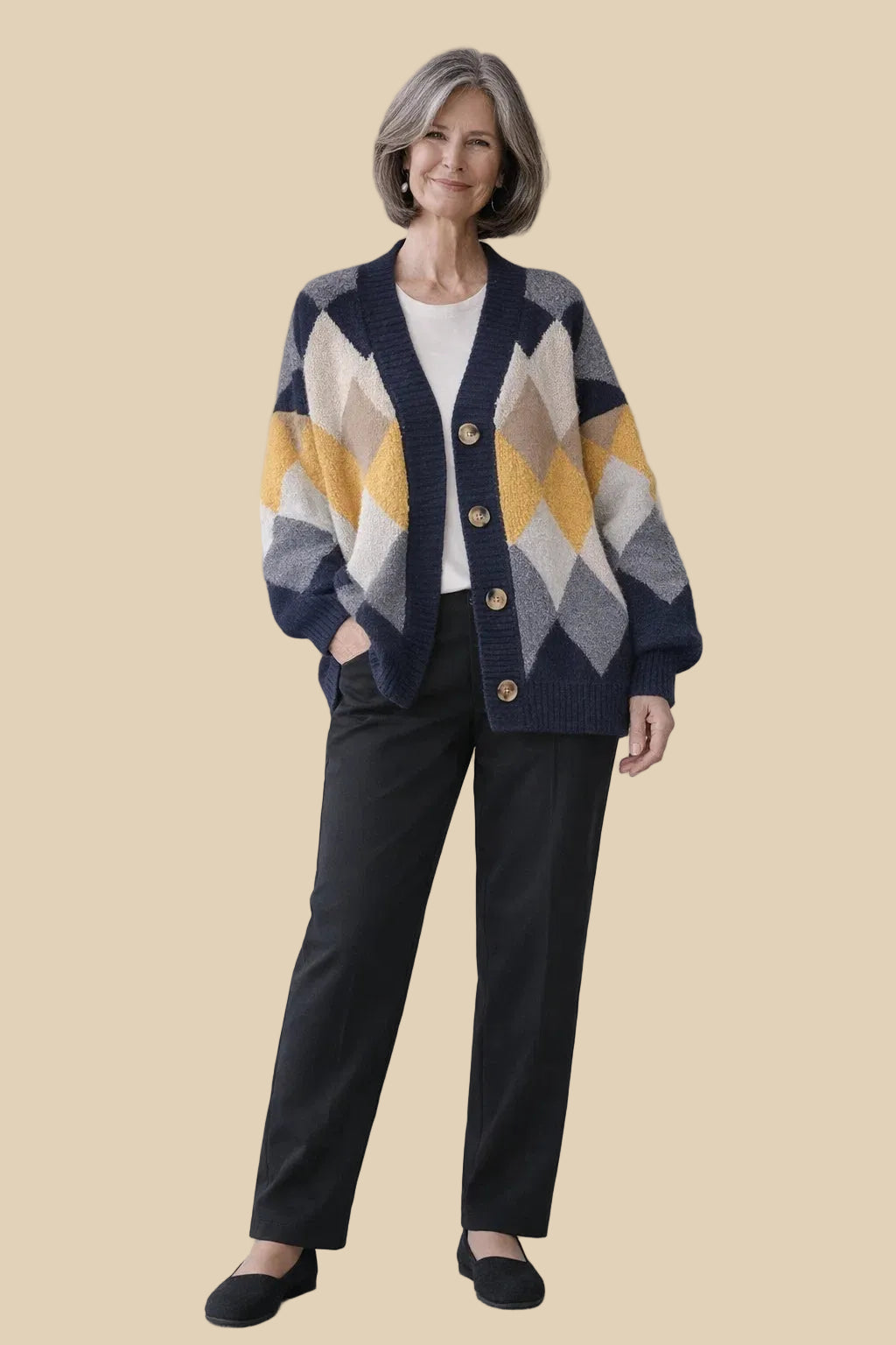 Colorblock Strickcardigan Oversize