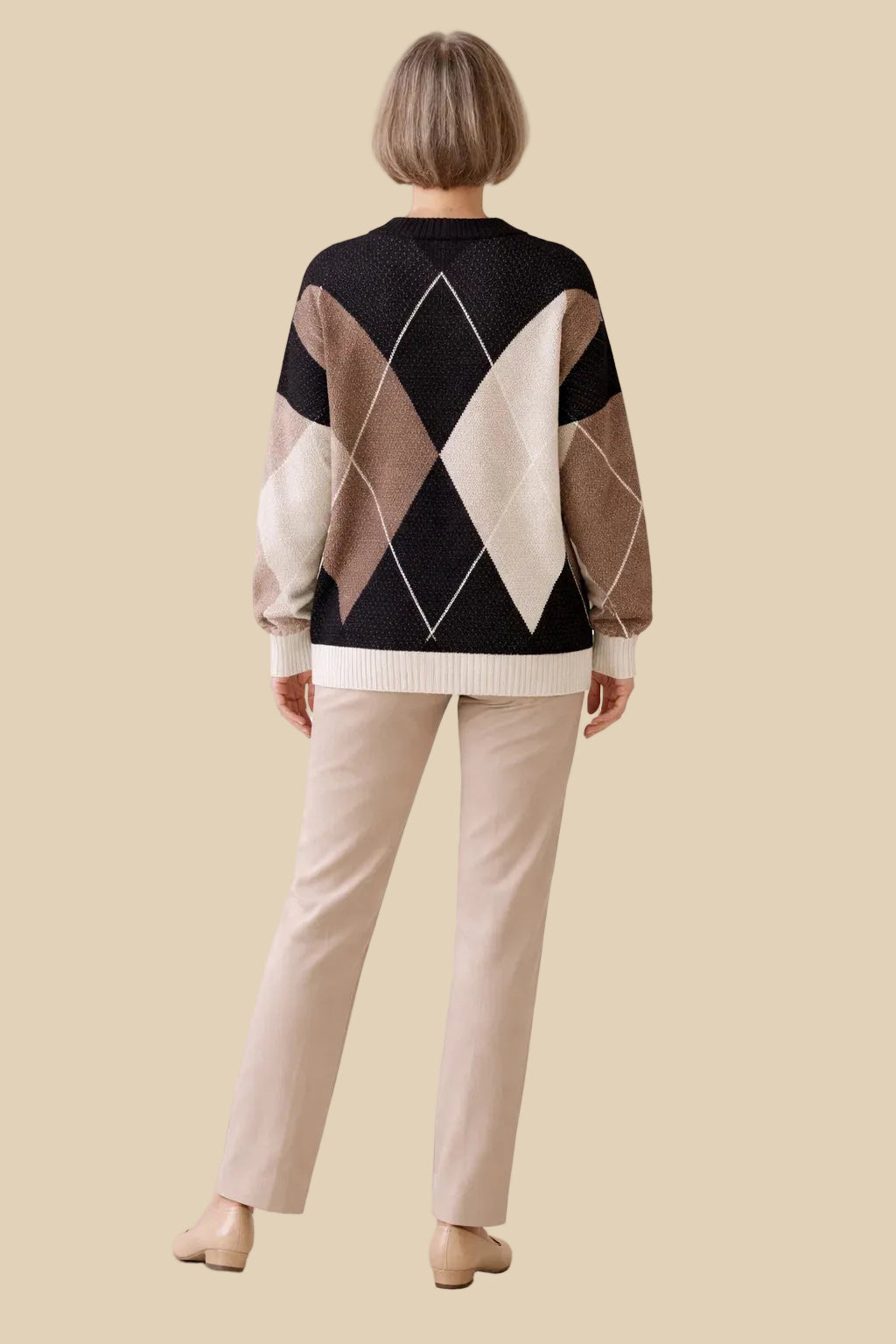 Rautenmuster Kontrast Pullover