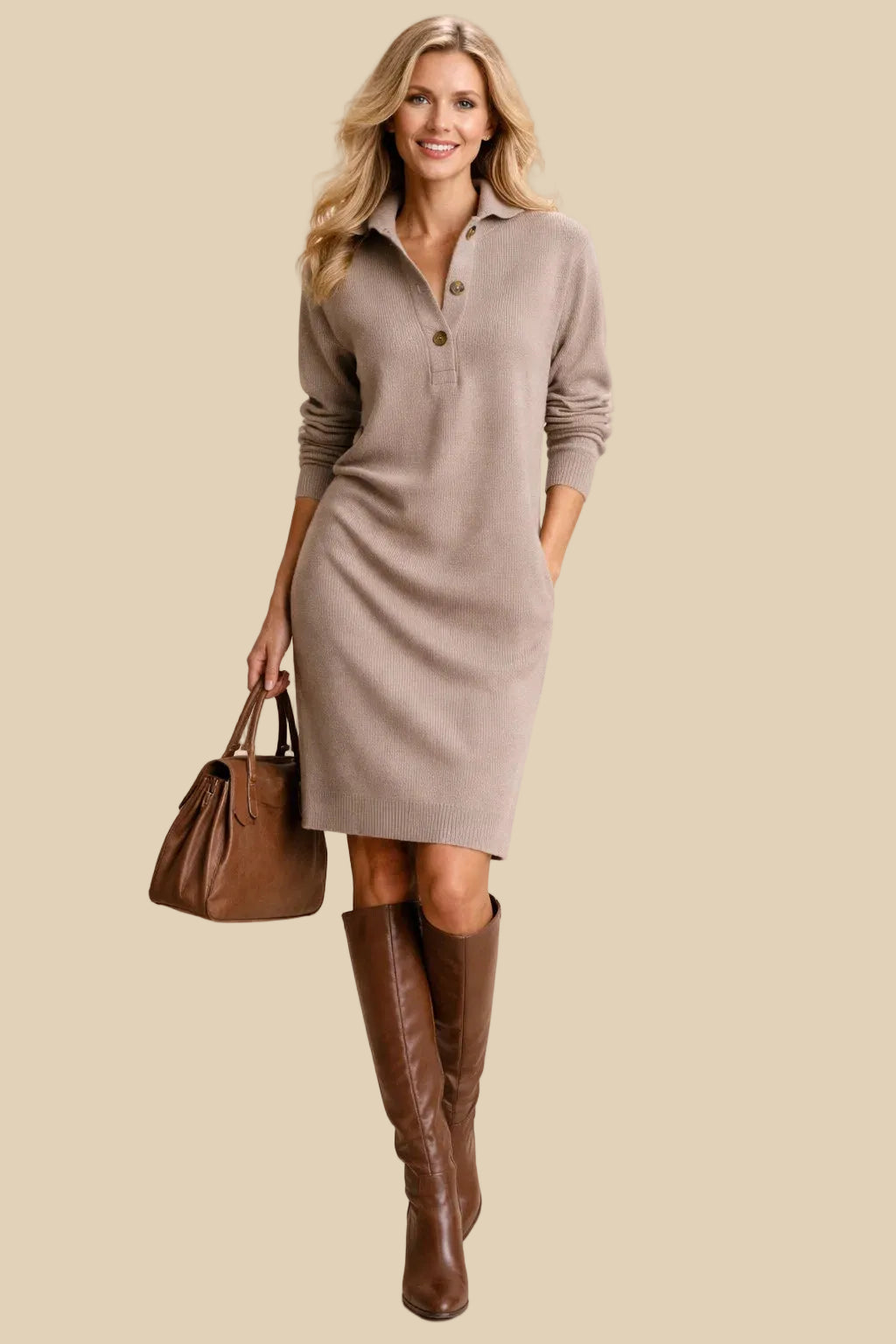 Strickkleid mit Knopfleiste