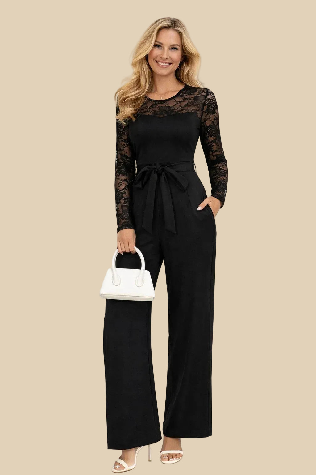 Spitzen-Jumpsuit mit Wide-Leg